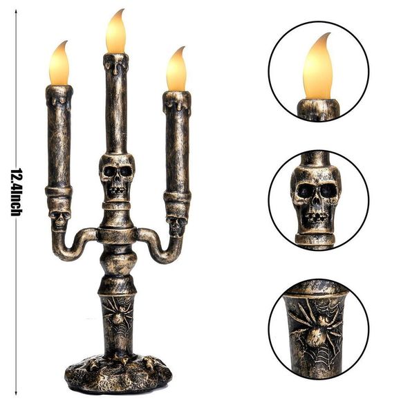 LED Halloween skull Head Flameless Candles,Lamp Battery Operated- Gold - Picture 2 of 4